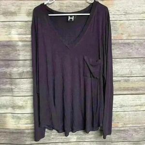 H by Bordeaux Womens plus size 3X purple long sleeve super soft shirt blouse‎